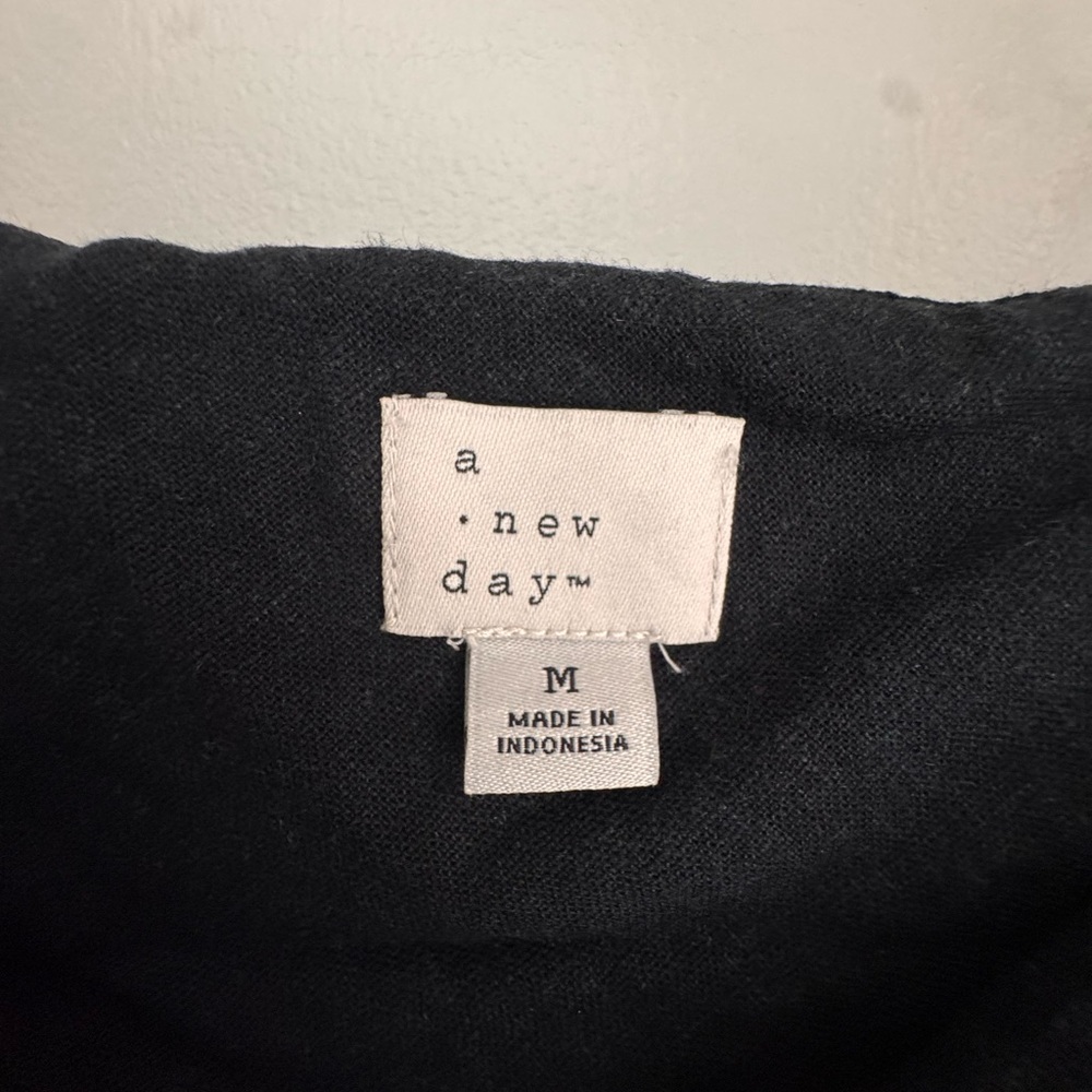 A New Day Black Linen Slip Dress Size M Midi Summer Minimalist Dress Target - Picture 5 of 6
